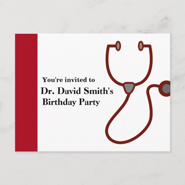 Invitation Carte Postale Anniversaire de naissance du docteur (Devant)