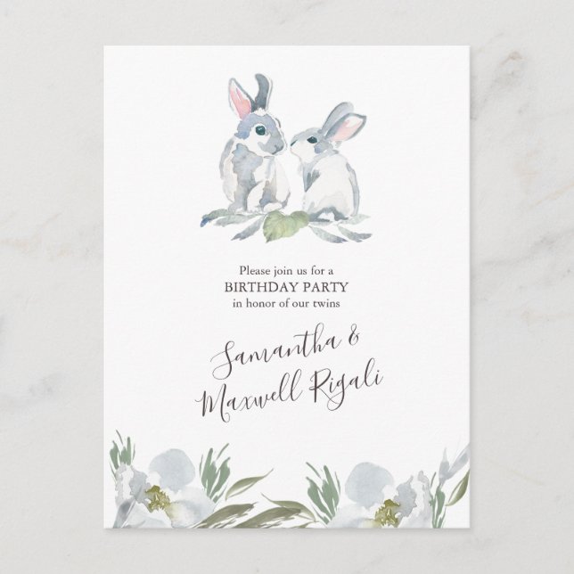 Invitation Carte Postale Anniversaire du Bunny de printemps (Devant)