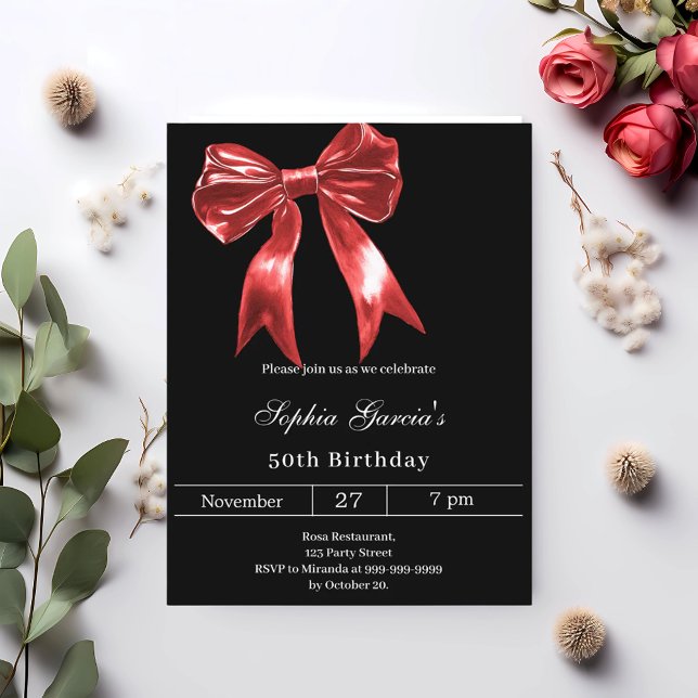 Invitation Carte Postale Anniversaire noir (Créateur téléchargé)