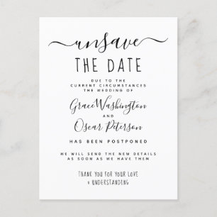 Invitation Carte Postale Annuler la date Chic nouvelle annonce de date
