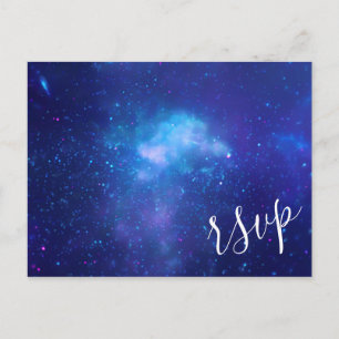 Invitation Carte Postale Aqua Blue Galactic Photo Elegant RSVP