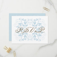 Aqua Floral Flourish Élégant Mariage Chic RSVP