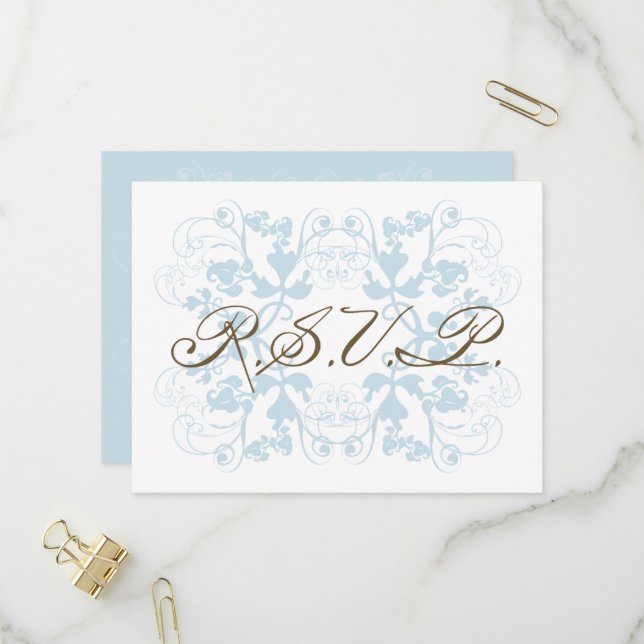 Invitation Carte Postale Aqua Floral Flourish Élégant Mariage Chic RSVP (Devant/Arrière en situation)