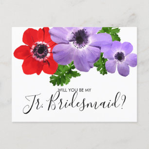 Invitation Carte Postale Aquarelle Be My Jr Junior Bridesmaid Postcard