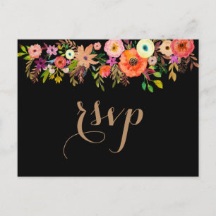 Invitation Carte Postale Aquarelle brillante Florales Mariage RSVP Invitati
