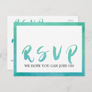 Invitation Carte Postale Aquarelle Calligraphie Plage Chanson Demande RSVP