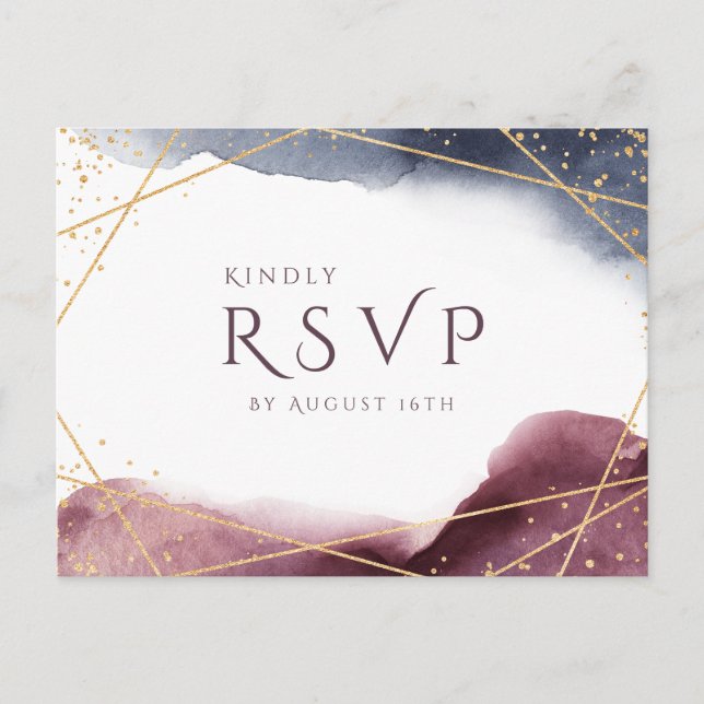 Invitation Carte Postale Aquarelle Dusk Géométrique Mariage moderne RSVP (Devant)