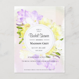 Invitation Carte Postale Aquarelle Fête des mariées Fleurs Freesia