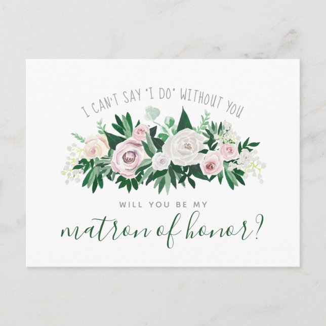 Invitation Carte Postale Aquarelle Floral Serez-vous le chef d'honneur (Devant)