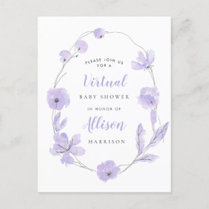Invitation Carte Postale Aquarelle florale de lavande de Baby shower virtue