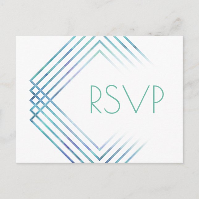 Invitation Carte Postale Aquarelle géométrique moderne | Choix de repas RSV (Devant)