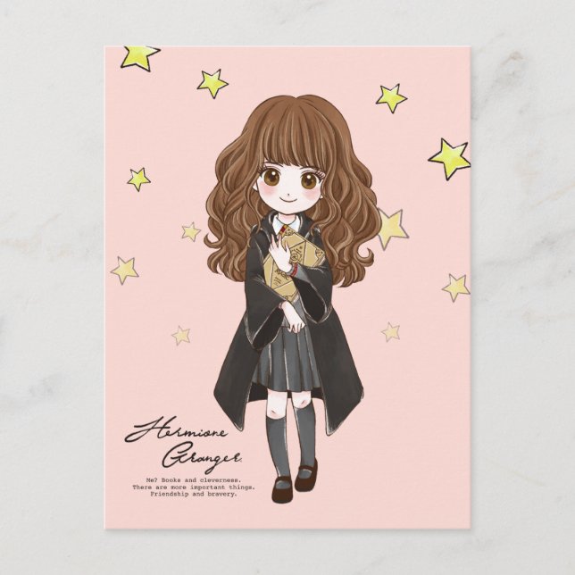 Invitation Carte Postale Aquarelle magique Hermione Granger (Devant)