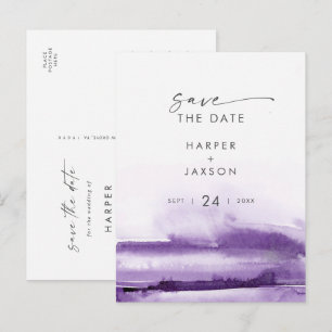 Invitation Carte Postale Aquarelle moderne   Purple Enregistrer la date