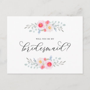 Invitation Carte Postale Aquarelle Pink Anemones Serez-Vous Ma Femme D'Accu