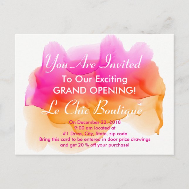 Invitation Carte Postale Aquarelle Sorbet (Devant)