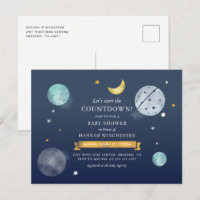 Aquarelle spatiale Galaxie Baby shower Invitati