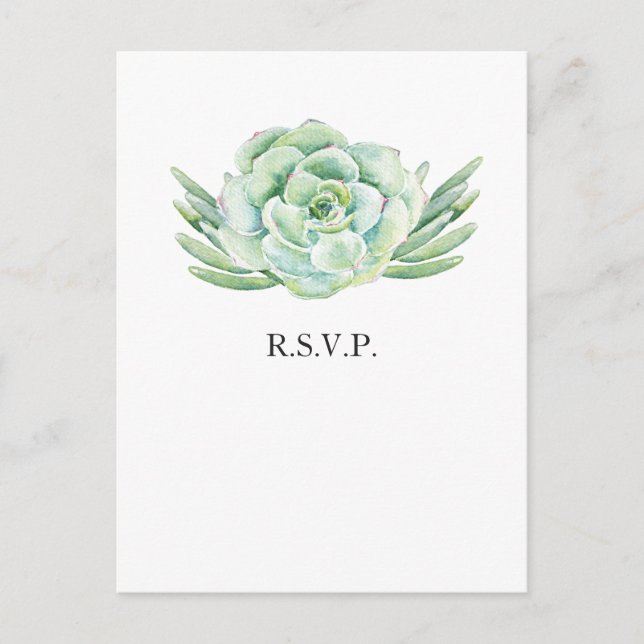 Invitation Carte Postale aquarelle succulent mariage rsvp (Devant)