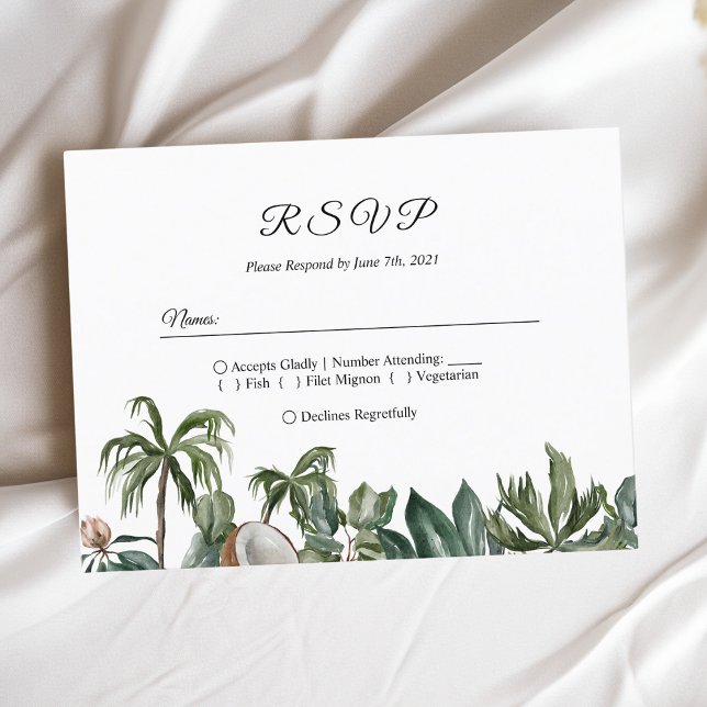 Invitation Carte Postale Aquarelle tropicale tendance Feuilles verts (Créateur téléchargé)