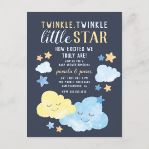 Invitation Carte Postale Aquarelle Twinkle Twinkle Little Star Baby shower