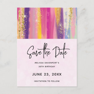 Invitation Carte Postale Arc-en-ciel avec Parties scintillant Faux Enregist
