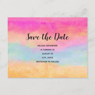 Invitation Carte Postale Arc-en-ciel coloré Abstraites bandes Enregistrer l