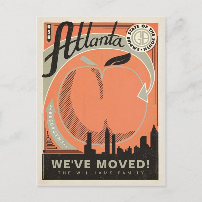 Invitation Carte Postale Atlanta, Géorgie | Nous avons déménagé (Devant)