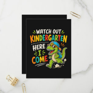 Invitation Carte Postale Attention maternelle j'arrive Dino