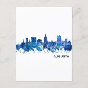 Invitation Carte Postale Augusta Géorgie Skyline Blue