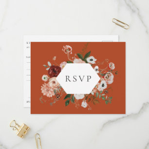 Invitation Carte Postale Automne Floral Frame Wedding RSVP Song Request