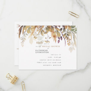 Invitation Carte Postale Automne Foliage Rustique Bridal Showeuse Invitatio