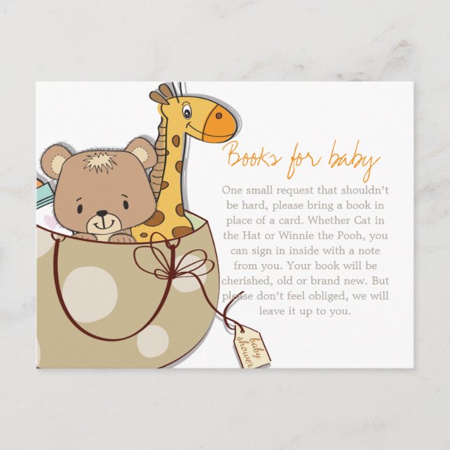 Invitation Carte Postale Baby Animals Baby shower Book Insérer (Devant)