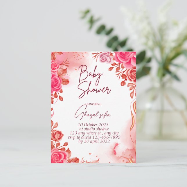 Invitation Carte Postale baby shower (Debout devant)