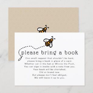 Invitation Carte Postale Baby-Shower Abeille - Encart « Apportez un livre »