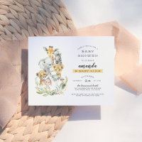Baby Shower Animaux de la Jungle Aquarelle Orange