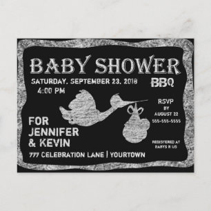 Invitation Carte Postale Baby Shower BBQ Tableau noir