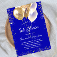 Baby shower bleu royal ballon d'or scintille