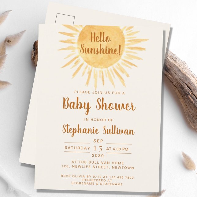Invitation Carte Postale Baby shower Boho Sunshine (Créateur téléchargé)
