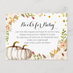 Invitation Carte Postale Baby shower citrouille d'or - Apportez un insert d