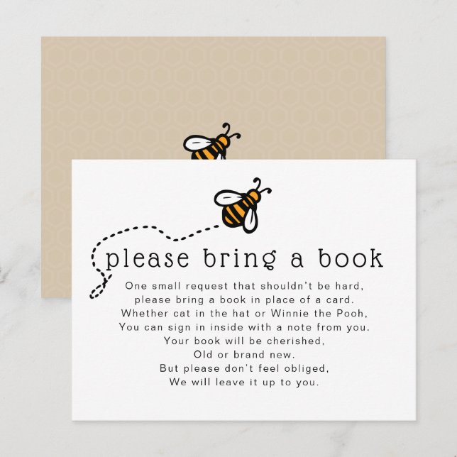 Invitation Carte Postale Baby shower d'abeilles au miel - Apporter une noti (Devant / Derrière)
