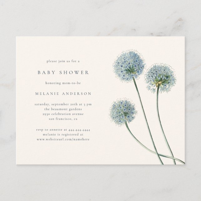 Invitation Carte Postale Baby shower Dandelion Dandelion Aquarelle Délicate (Devant)
