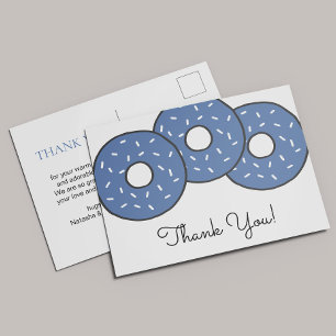 Invitation Carte Postale Baby shower de beignets Bleus doux Saupoudrer Merc