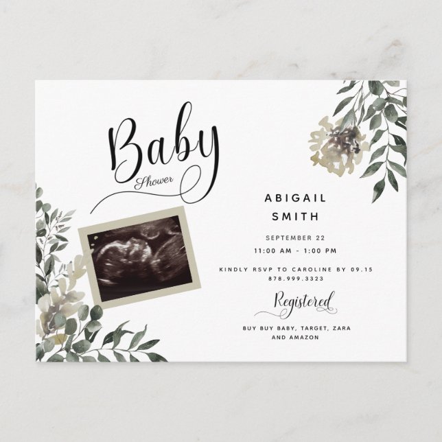 Invitation Carte Postale Baby shower de chute neutre Foliage Ultrasound (Devant)