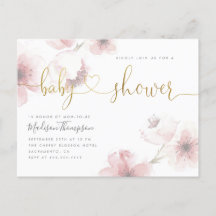 Baby shower floral cerisier en fleurs d'or