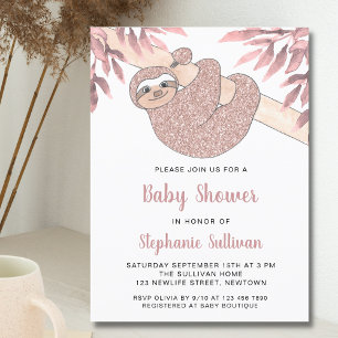 Invitation Carte Postale Baby shower mignon rose