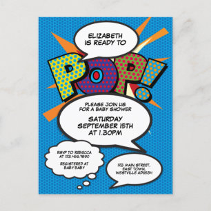 Invitation Carte Postale Baby shower Saupoudrer Photo Moderne Amusant Comic
