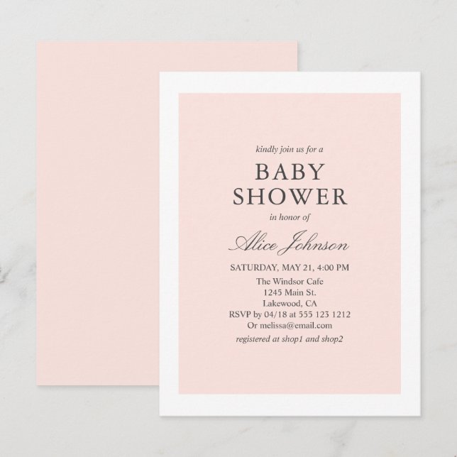 Invitation Carte Postale Baby shower simple et élégant (Devant / Derrière)