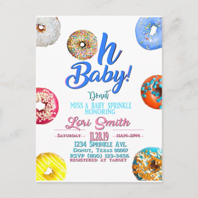 Invitation Carte Postale Baby shower Sprinkle Boy (Devant)