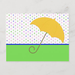 INVITATION CARTE POSTALE BABY SHOWER UMBRELLA POLKA