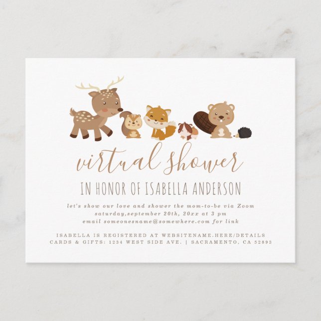 Invitation Carte Postale Baby shower virtuel à thème neutre pour les femmes (Devant)
