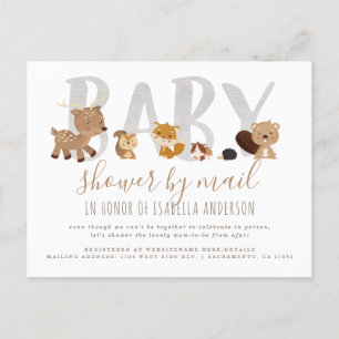 Invitation Carte Postale Baby shower Whimsical Woodland Animaux par la post